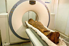 Mummy in CT scanner